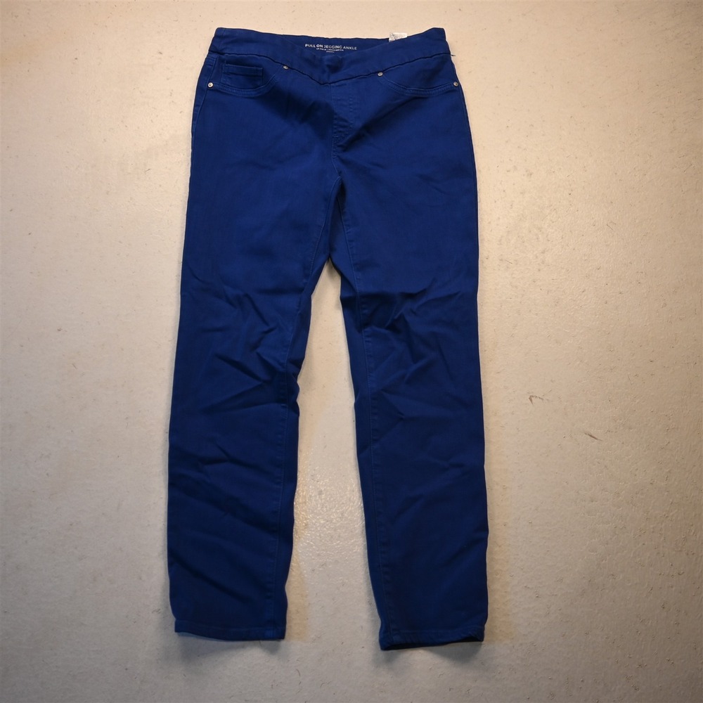 Chicos 6 Mid Rise Jegging Ankle Pull On Royal Blue Twill Denim Womens Jeans
